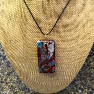 **New** Handmade necklace 18” UNIQUE! blue/red #33